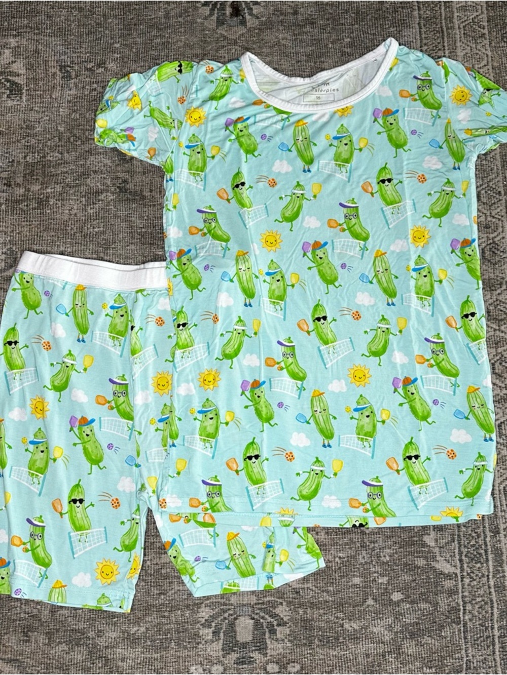 Little Sleepies Pickle Power Shorts PJ Set Size 16 Youth